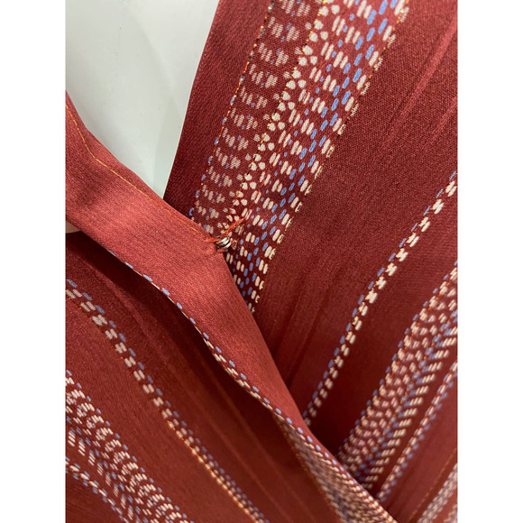 DKNY Crossover Top Rust Cream Blue Tunic Sheer Back Size S - Picture 4 of 7